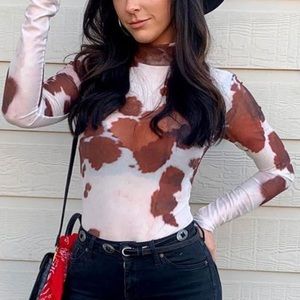 Cow print body suit